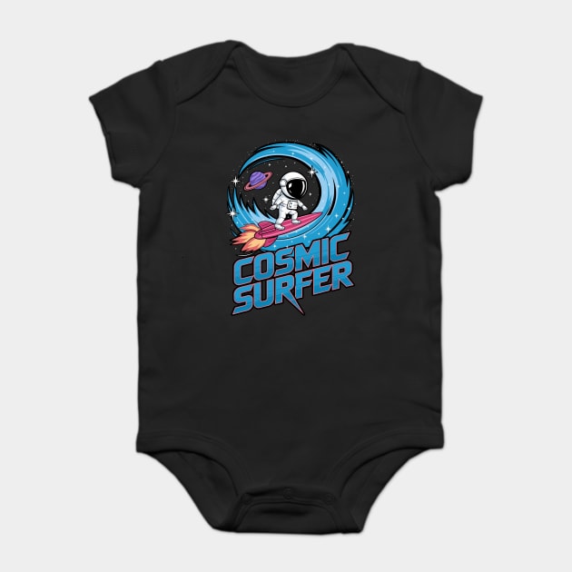 Cosmic Surfer Astronaut Space Adventure Design Baby Bodysuit by Designed By Marty